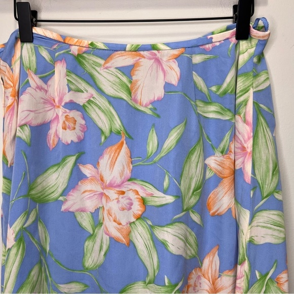 Lauren Ralph Lauren Silk Hawaiian Floral Skirt Size 16 - Picture 7 of 12